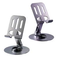 Aluminum 360 Degree Rotation Mobile Phone Holder Universal Adjustable Bracket Folding Double Shaft Design Stable Anti Fall Stand