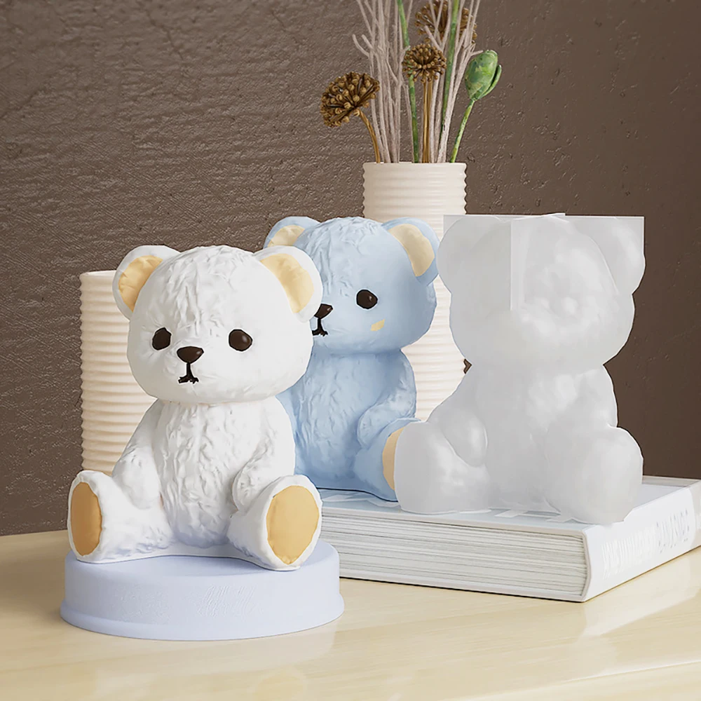 3D Bear Silicone Mold, Cute Animal Epoxy Resin Casting Molds, Fondant, Chocolate, Candy, Candle Mould, Cake Decoration Supplies