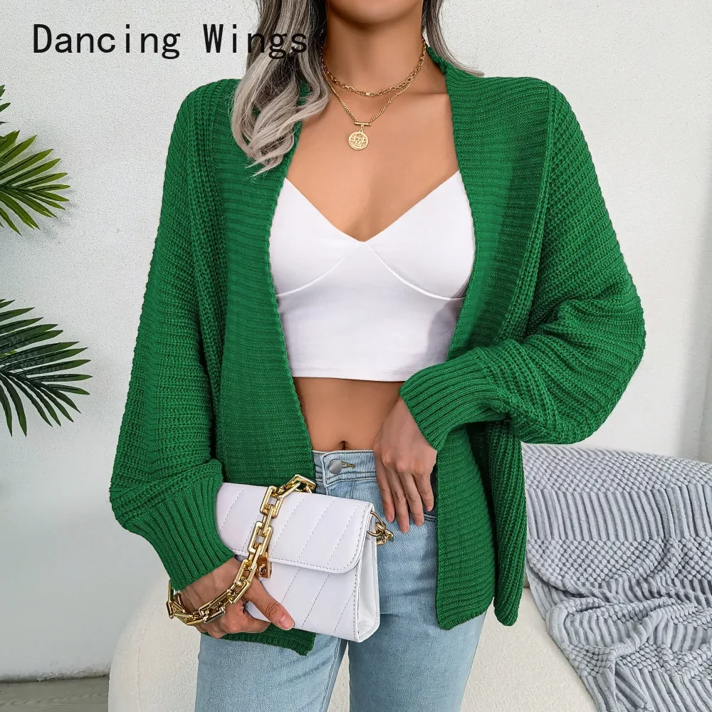 Fall Winter Women Casual Doll Long Sleeve Solid Color Loose Cardigan Sweater Jacket For Female