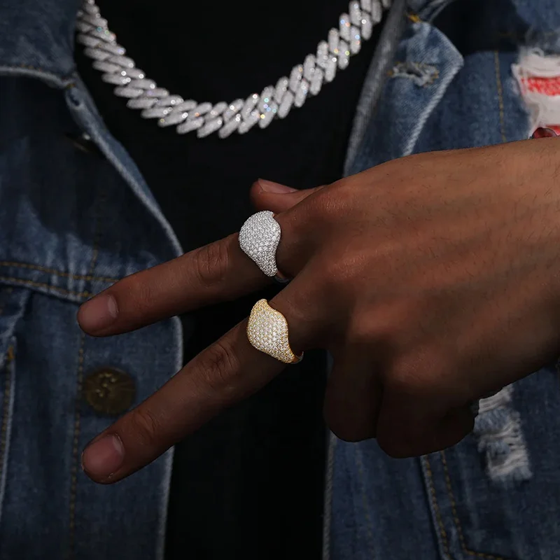 

New Design Hip Hop Jewelry Luxury 925 Silver Pass Diamond Tester Iced Out Paved GRA VVS Moissanite Diamond Ring for Men Women