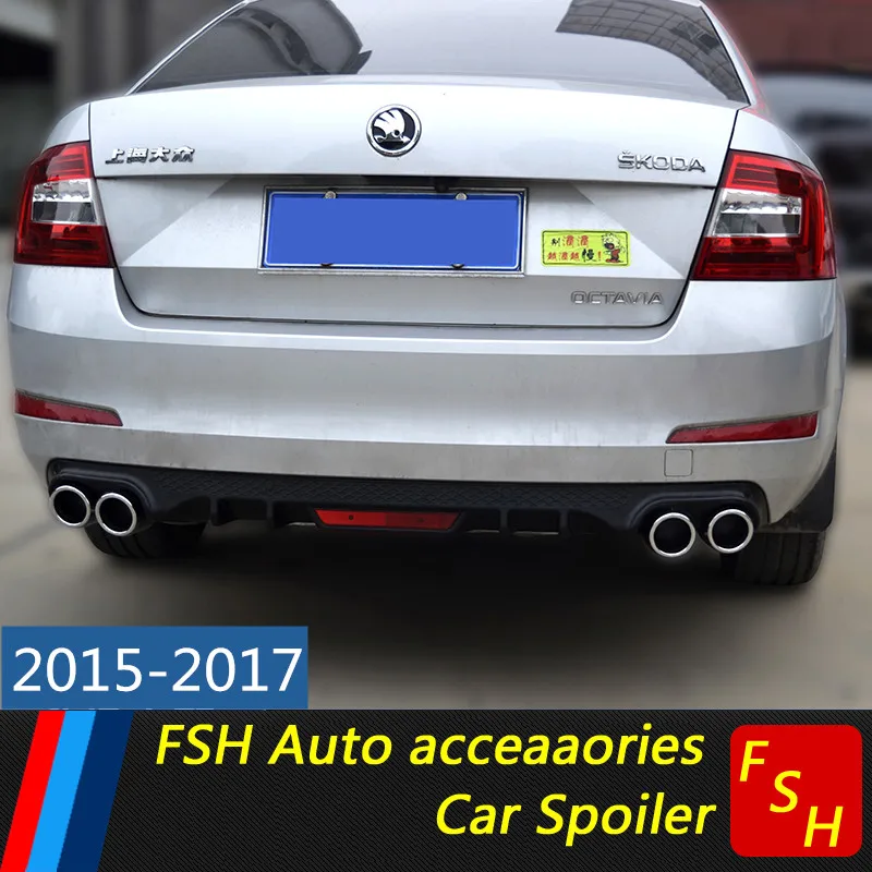 For Skoda Octavia A7 2015 2016 2017 Rear Bumper Diffuser Lip Spoiler Accessories Body Kit PP Plastics Material