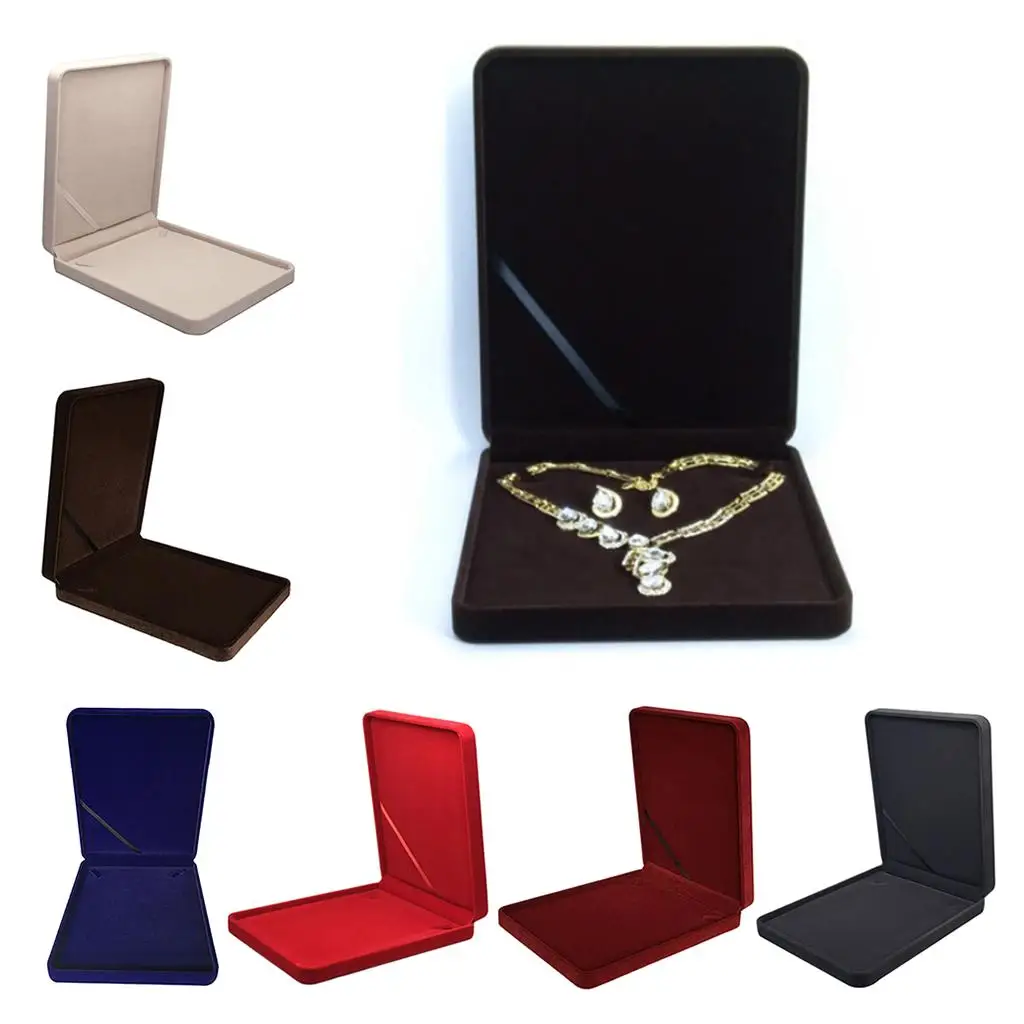Classic Velvet Necklace Storage Box Jewelry Organizer Case Display Tray for Womens Jewelry and Necklace Gifts