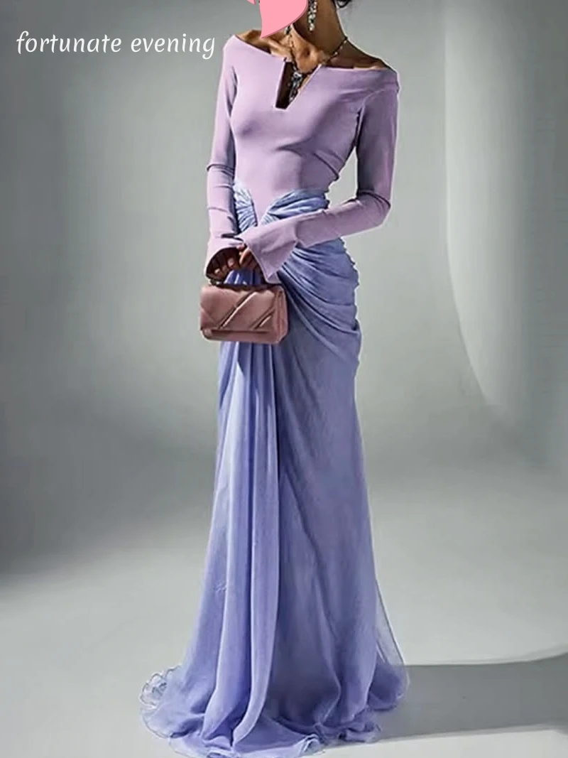 

Fortunate Evening Elegant Vintage Sweet Lilac Mermaid Chiffon Ruffle Customized Formal Occasion Prom Dress Evening Party Gowns