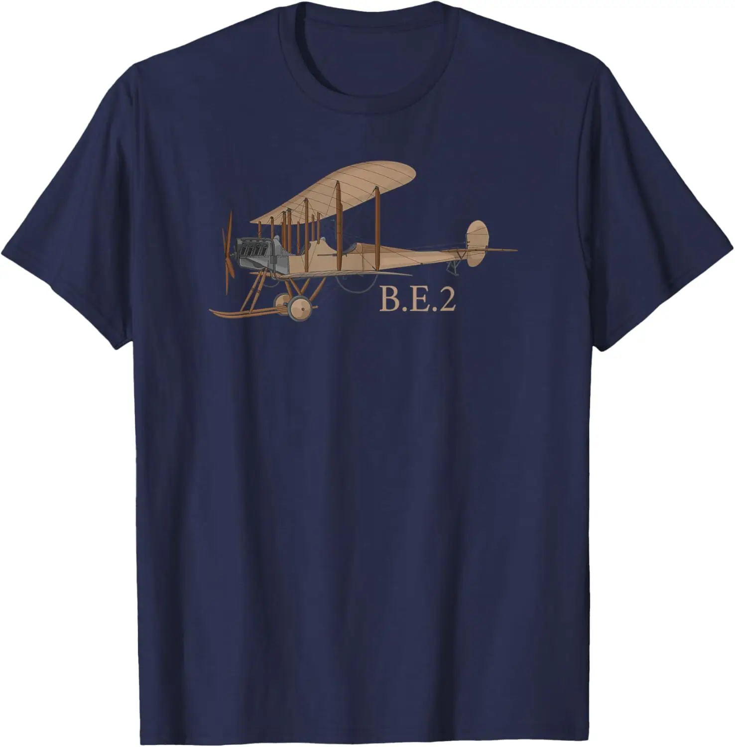 B.E.2 British WW1 Biplane Plane Diagram T-Shirt Short Sleeve Casual 100% Cotton Shirt