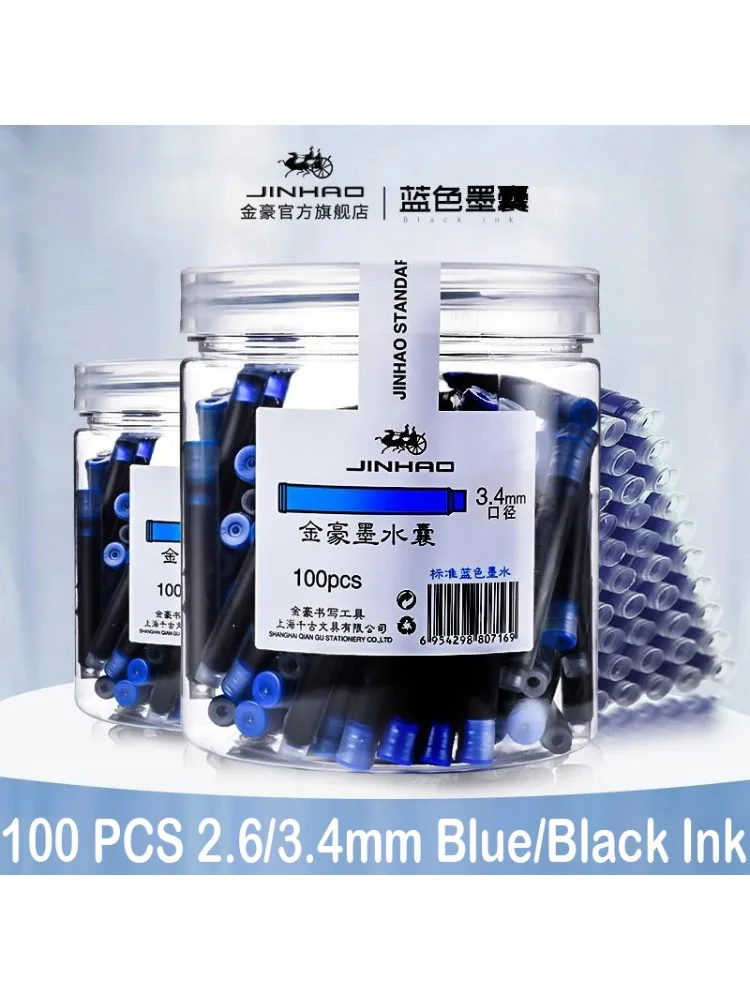 100 sztuk JINHAO 2.6mm/3.4mm uniwersalny czarny/niebieski wkłady do pióra wiecznego wkłady wkłady szkolne materiały biurowe artykuły papiernicze — zdjęcie produktu 7