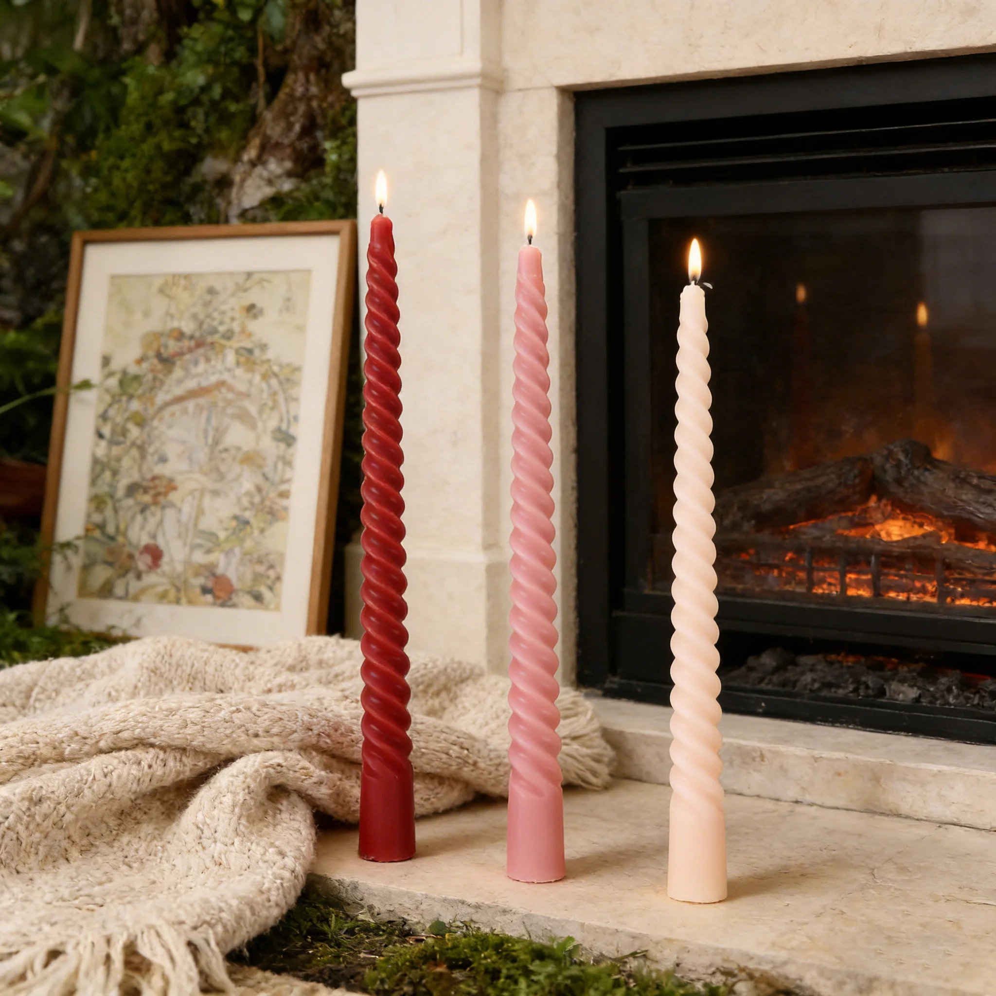 25cm Long Spiral Colorful Candle Decorative Twist Wax Candle for Home Dining Party Ambience