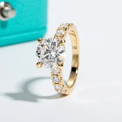 3ct D Color All Moissanite Engagement Rings 925 Sterling Silver Plated Lab Created Diamond Wedding Band Rings