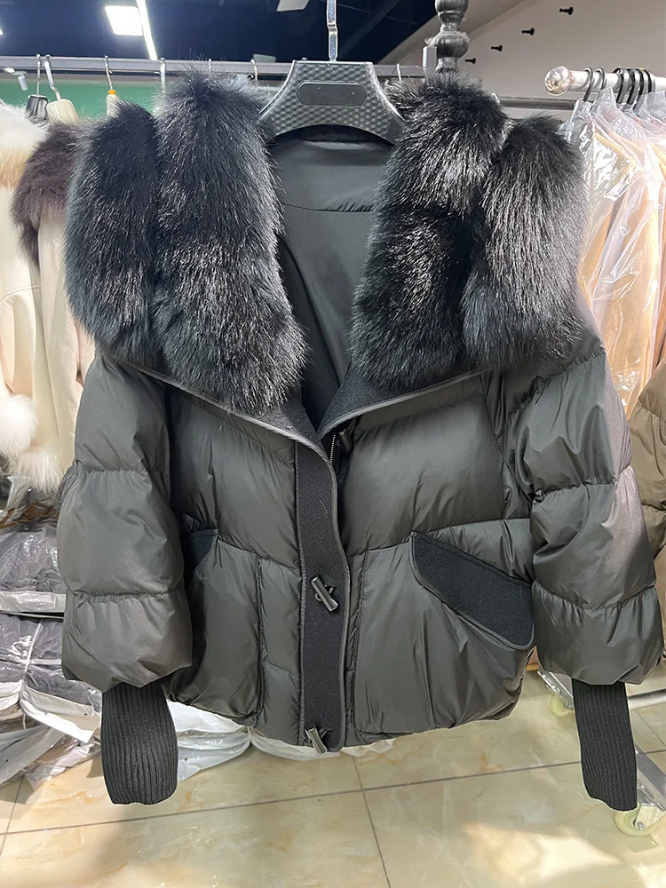 سترات نسائية شتوية دافئة غير رسمية سترات من فراء الثعلب الحقيقي معاطف نسائية خارجية سميكة سترات منتفخة