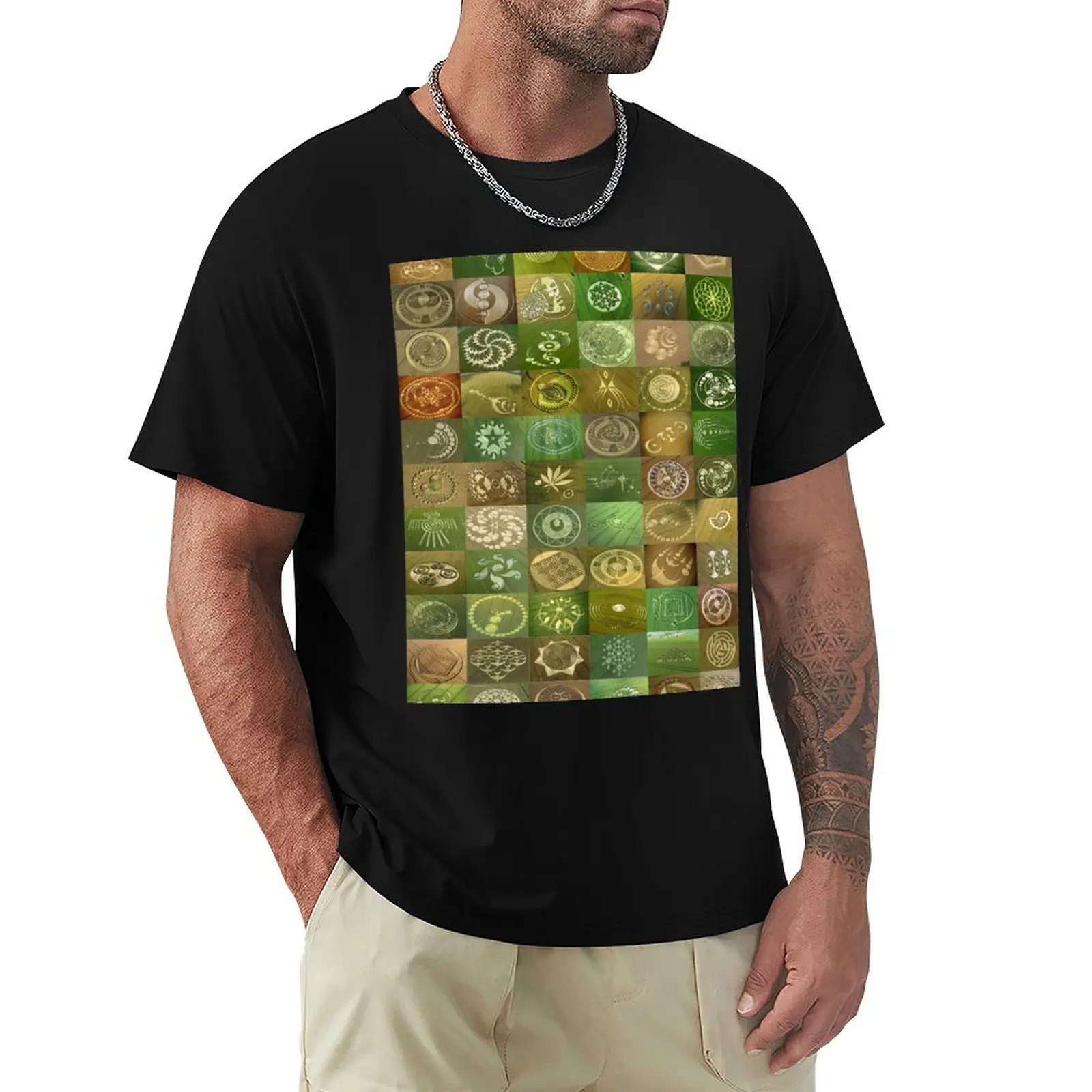 Crop Circles T-Shirt custom t shirt for a boy Man t-shirt blue archive mens designer t shirt