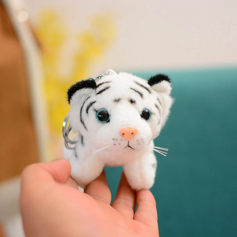 10 cm echtes Leben süßer Tiger Leopard Plüsch Anhänger Spielzeug Tier Puppe Schlüsselanhänger