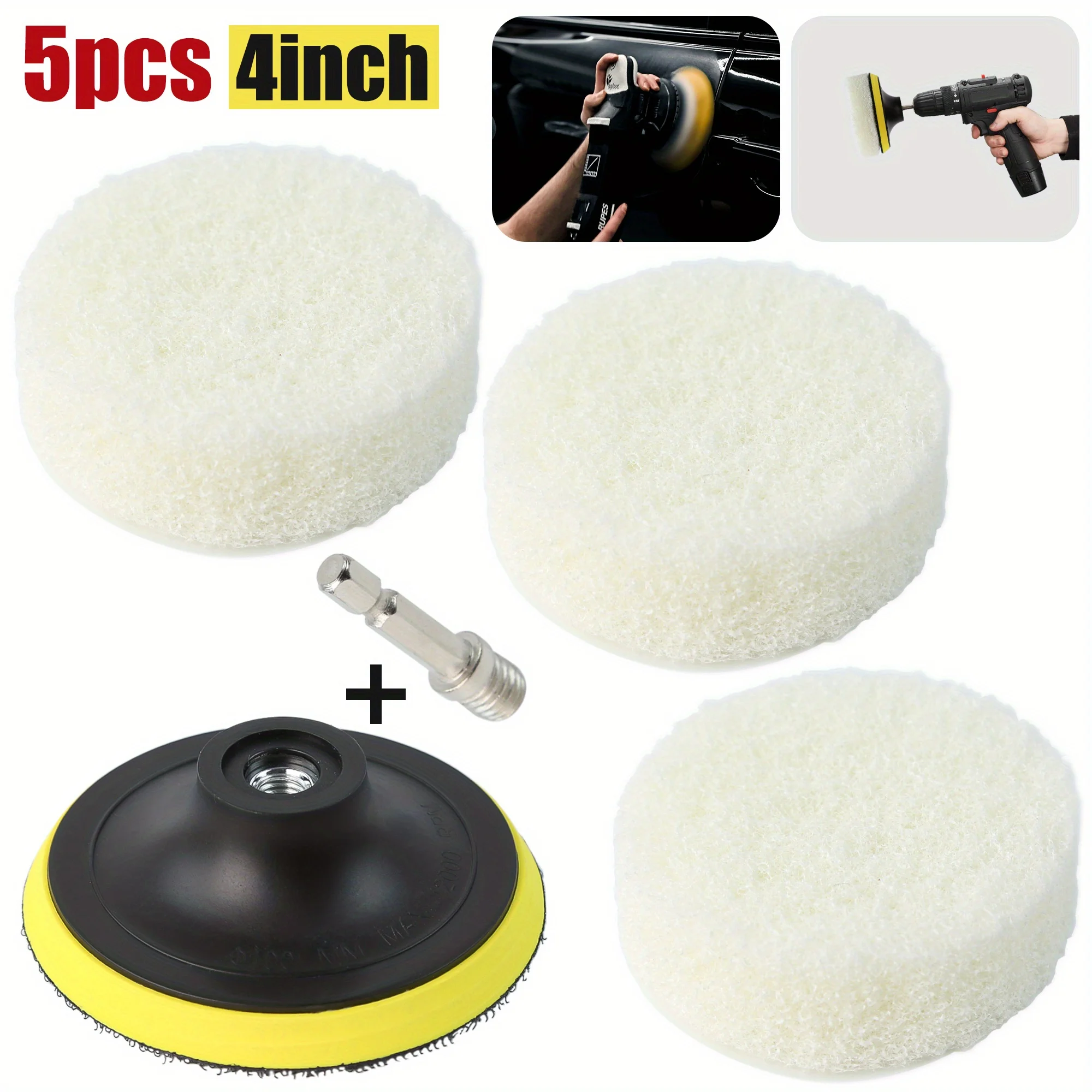 5PCS 4inch Car Polishing Waxing Buffing Wheel Pad Car Polisher Kit for Auto Drill Connector Car Paint Care Car-styling