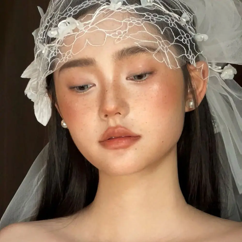 New Retro Bridal Headdress Luxury Elegant Bridal Lace Floral Hat Banquet French Style Wedding Headband Hair Jewelry image 4