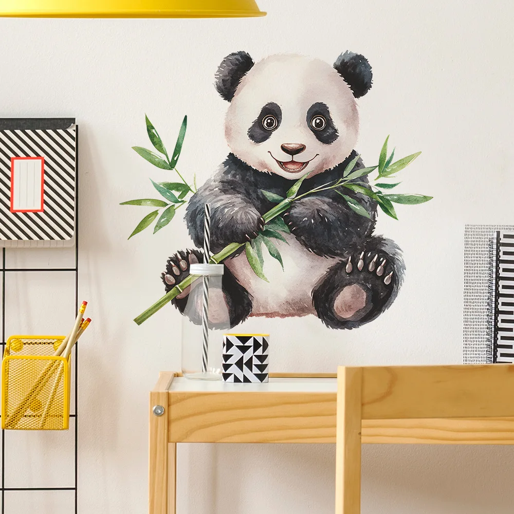 1PC Cartoon Cute Red Panda Wall Stickers Children's Room Kindergarten Background Decoration Wall Stickers Self-adhesive Paper