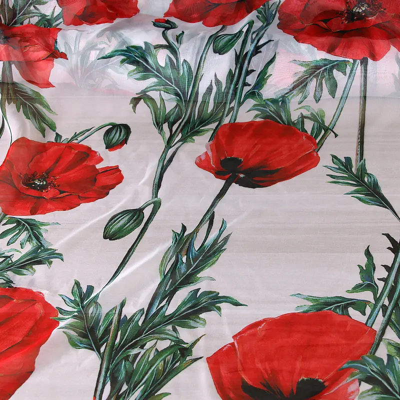 Brand Fashion Design Printed Chiffon Fabric for Flowing Perspective Dress Shirt Fabrics Cloth Diy Sewing Material Per Yard