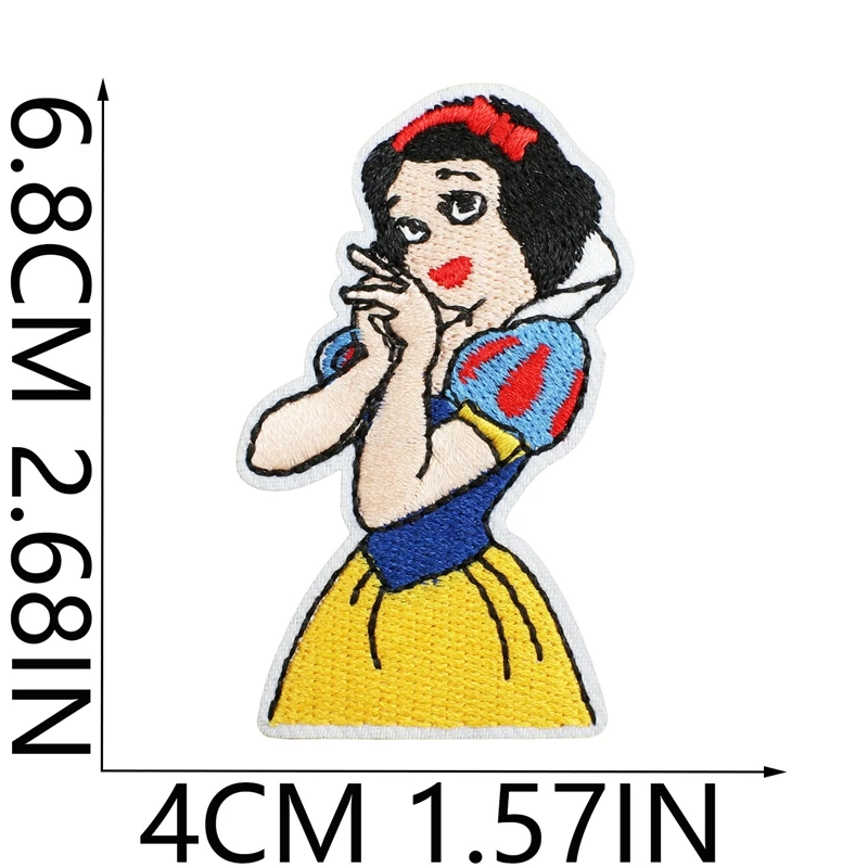 Disney Cartoon Snow White Embroidery Patches Cute Anime Stickers Children\'s Clothing Decoration Patch Ironing Iron Patches