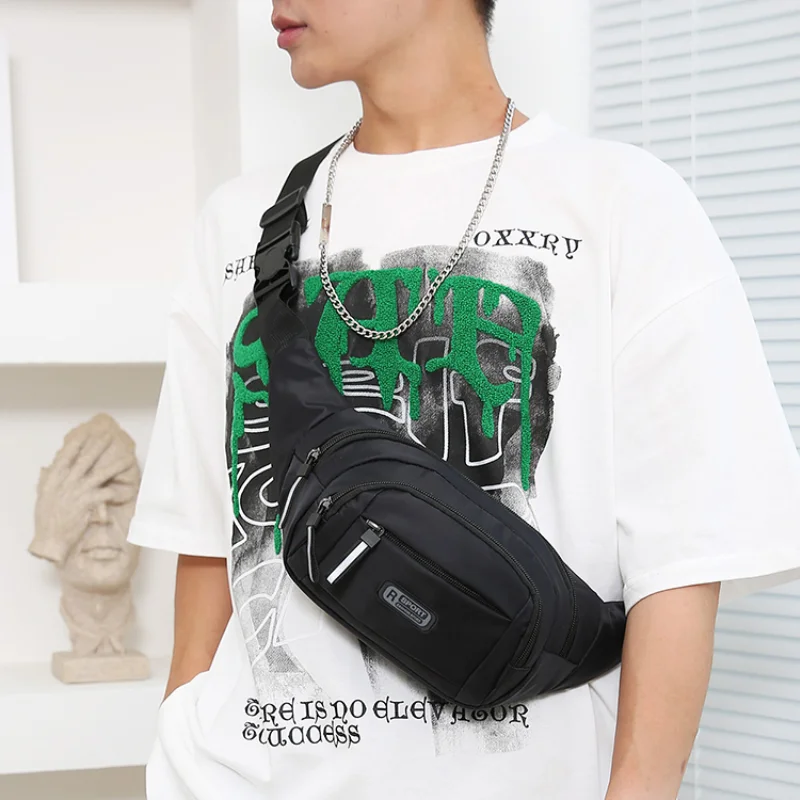 Men's waist bag - adjustable strap, multi-pocket design, outdoor sports daily commuting waist bag, multi-functional travel bag