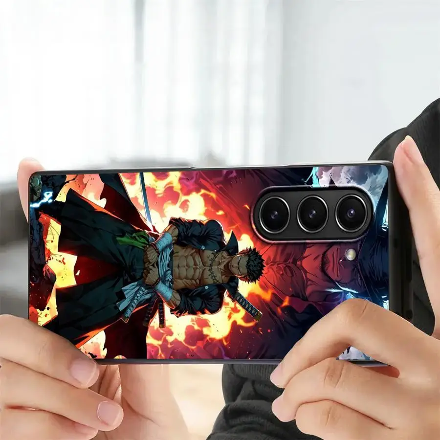 حافظة لهاتف سامسونج جالاكسي ZFold7 ZFold6 Z Fold 7 6 5 4 3 ZFold5 ZFold3 ZFold4 Hot Blooded Anime Zoro Luffy
