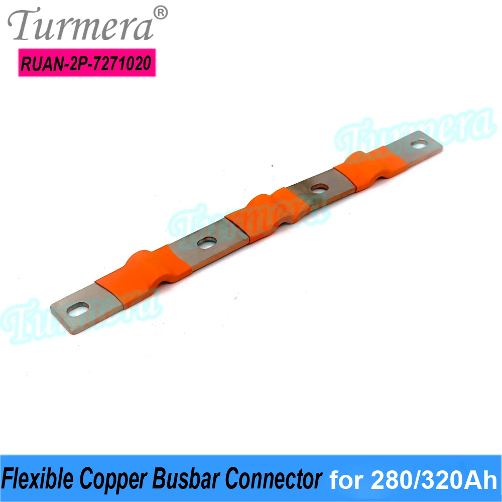 Turmera 12V Lifepo4 Battery Flexible Busbar Copper Connecter Hole to Hole 72mm 2P 2mm 400A for 280Ah 305Ah 320Ah Lifepo4 Battery