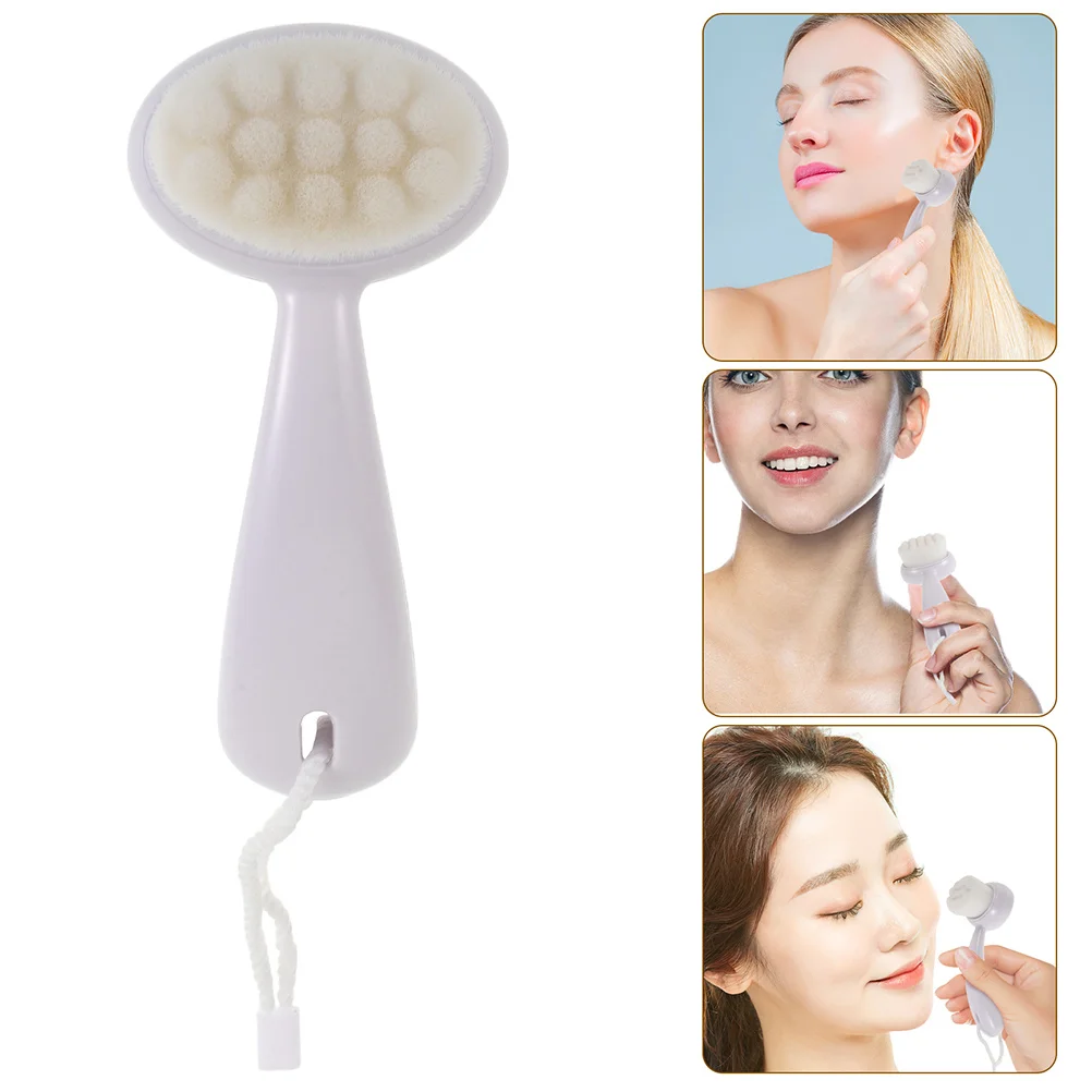 Escova manual de limpeza facial, 2 peças, cabo longo, cerdas macias, esfoliante, remoção de cravos, escova de lavagem facial para mulheres