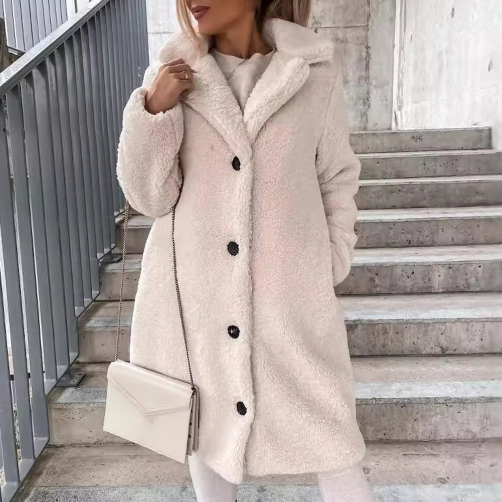 

Casual Overcoat Female Streetwear Coat Spring Fashion Fall Fashion Daily Use Lapel Neckline Long Sleeve Office Wear