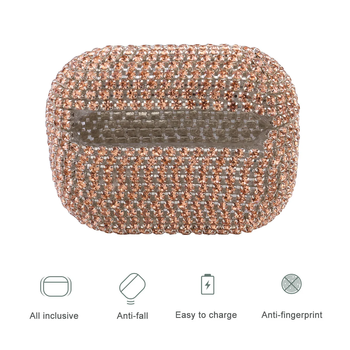 

1Pcs Rhinestone Protective Case for Rose Gold Shiny Glitter Bling Diamond Cover Luxury Sparkly Earbuds