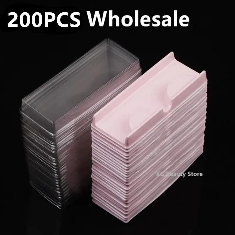 

50/100/200PCS Pink Plastic Eyelash Case Eyelashes Box Packaging Box Fake Eyelash Tray Storage Cover Case Lash Box Wholesale
