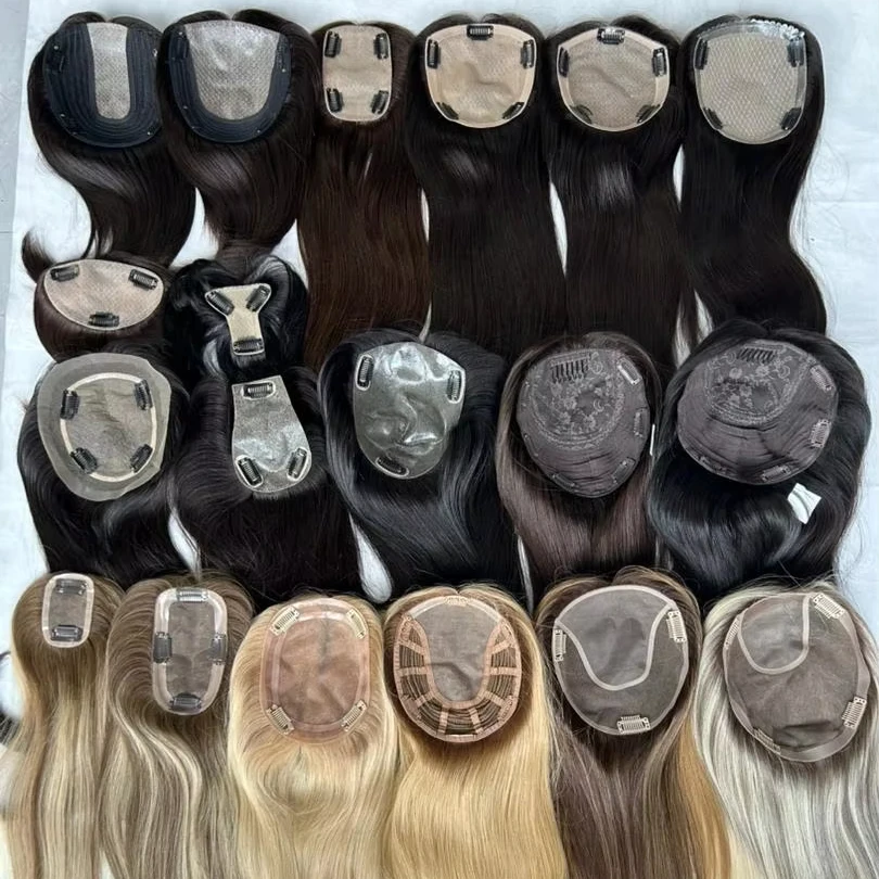 

Luxury Silk Top Base Human Balayage Toupee For Thin Women Topper 130% Virgin Hair Piece Topper