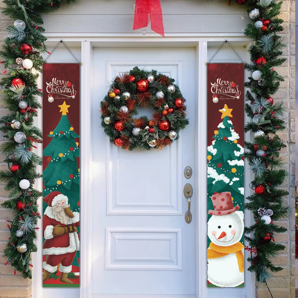 2024 Christmas Door Decoration Porch Sign Merry Christmas Banner Decor for Home Hanging Flag xmas Ornament Navidad New Year gift