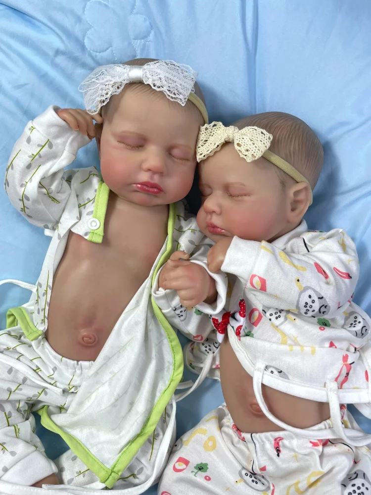 Bambola Reborn giร dipinta da 20 pollici LouLou Twins Full Vinyl Body lavabile 3D Skin venature visibili realistico giocattolo neonato per ragazze