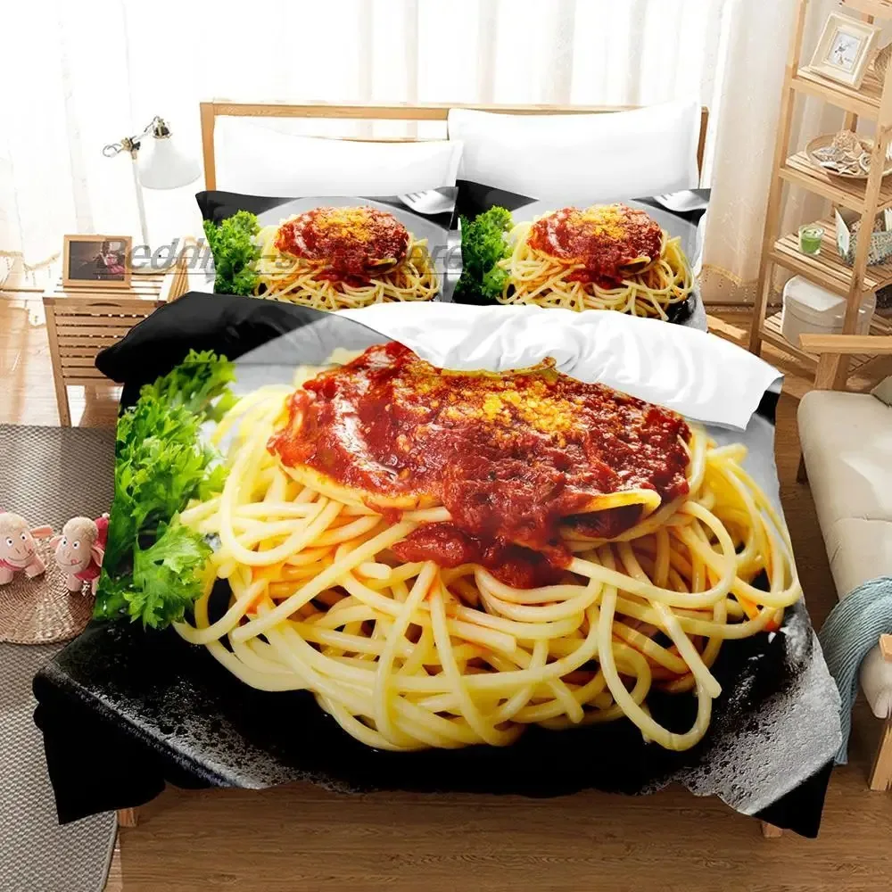 

Gourmet Spaghetti Italian Bedding Set Single Twin Full Queen King Size Bed Set Aldult Kid Bedroom Duvetcover Sets 3D Food 2022