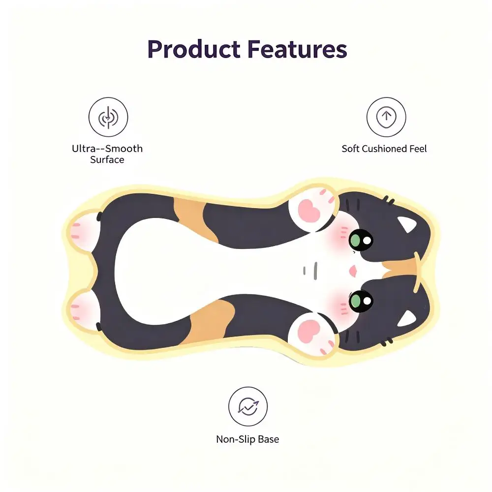 Warm Orange Tabby Cat Unique Outline Table Mat Large Size Suit Laptop Bedroom Gaming Desktop Pad