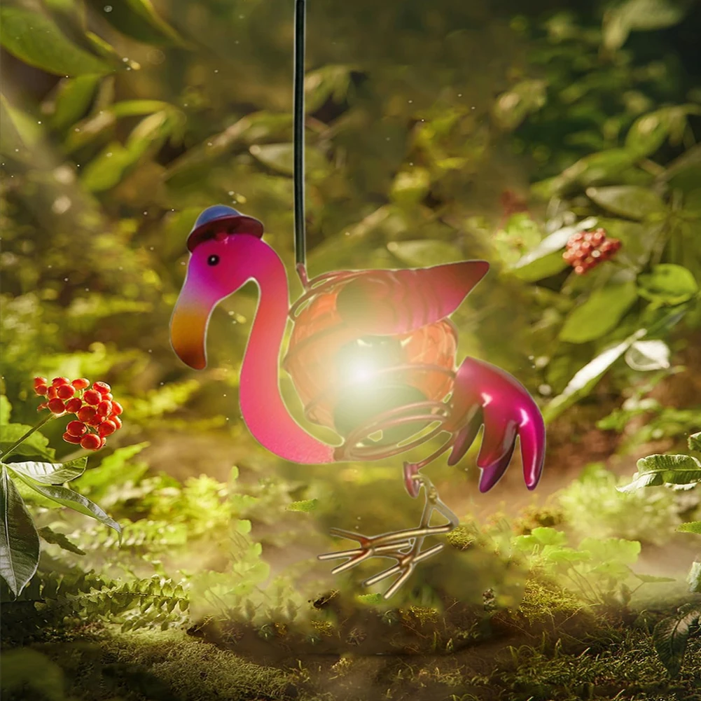 LED Hanging Flying Animals Lamp Cute Statue Ornament Lamp Painted Iron Art Crafts Light Yard Balcony Porch Garden Decoration