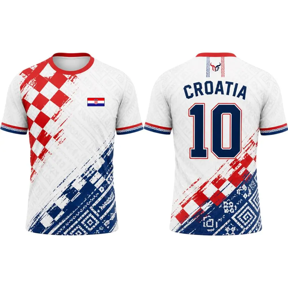 2026 New Croatia Flag Printed T-shirt Outdoor Sports Breathable Quick-Drying Jersey Men's Women's Casual Football Training Tee - view 5