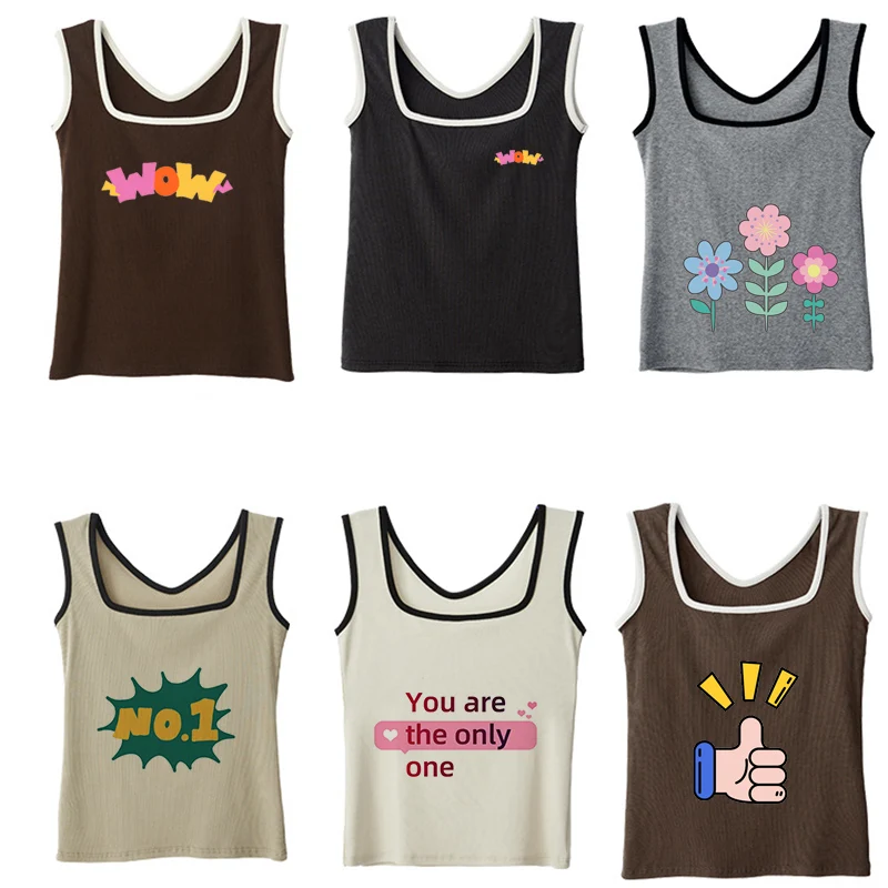 Custom Printing Summer Slim Sports Vest Sexy Women Tank Top U-Neck Crop Tops Summer Women Tops