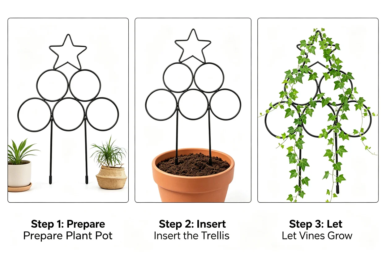 35x25x1cm Iron Plant Trellis Frame for Ivy Snowbell Potted Flowers Indoor Outdoor Climbing Support Stand Rust Resistant Metal