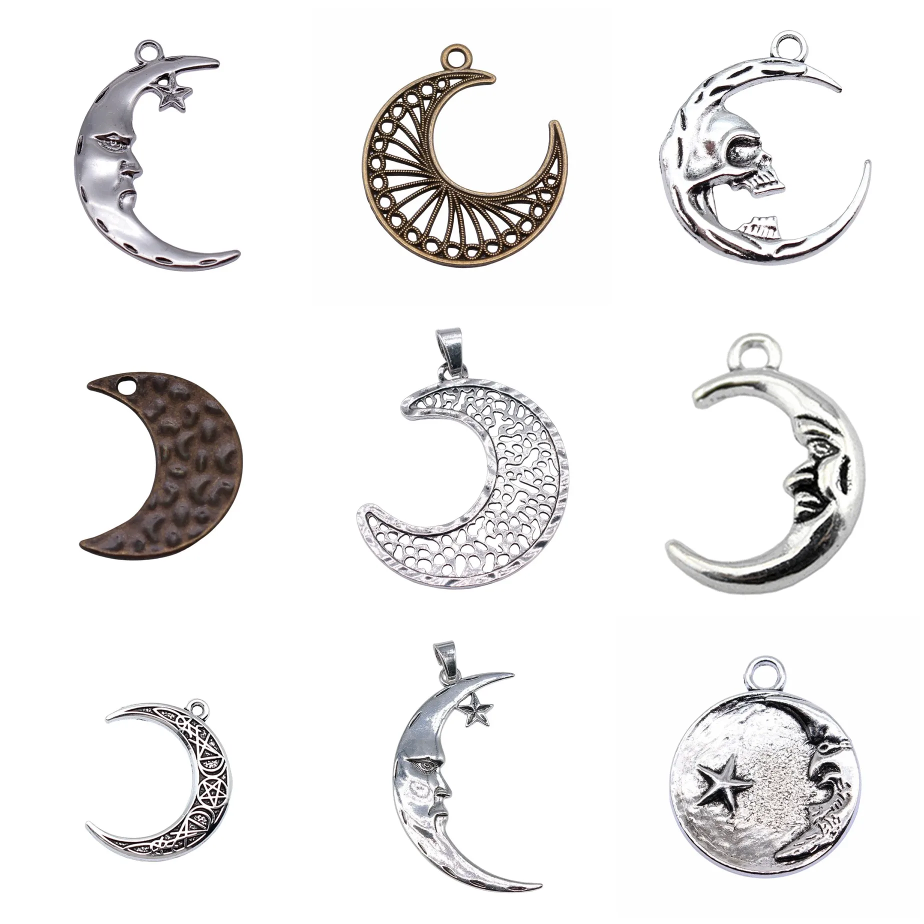 Angel Moon Matching Pair Charms Pendant Couple Jewelry Set Charms Pendant For Earring Bracelet Necklace Making Craft Findings