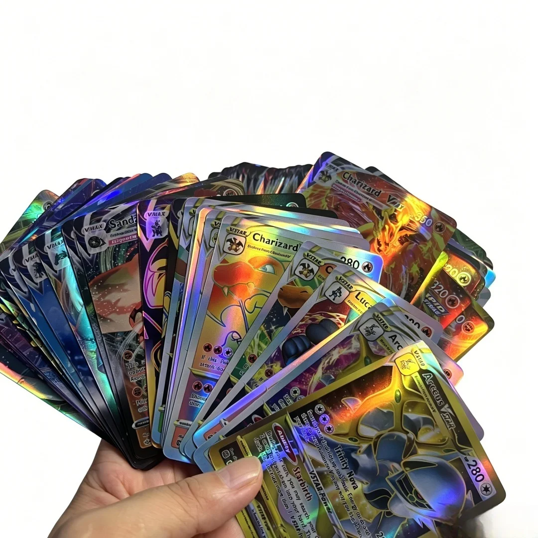 Pokémon V VMAX GX EX Karten, französische und englische Version, 60/100 Stück, holografisches, seltenes Flash-Karten-Set für Pokémon TCG Sammlung, Geschenk – Detail 2