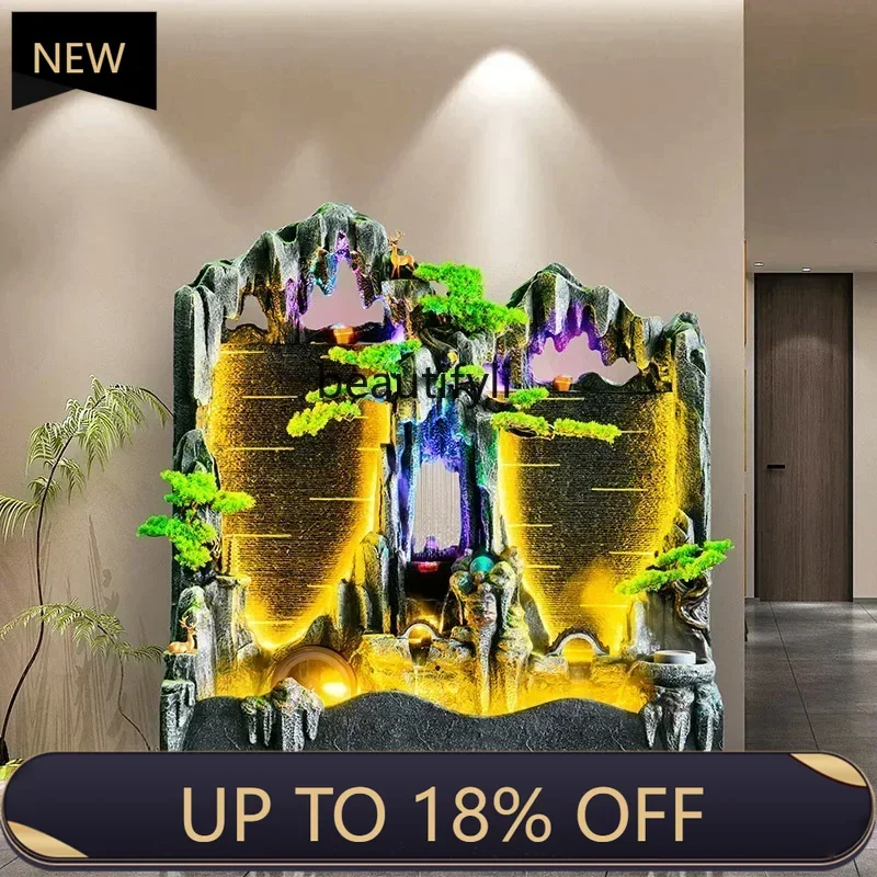 

P178 K18 A16 Artificial Mountain and Fountain Water Curtain Wall Screen Lucky Courtyard Fish Pond Landscape Decoration Floor Orn