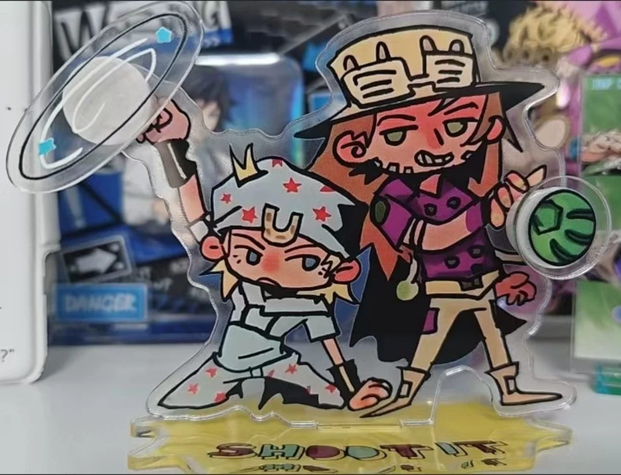 JoJo Steel Ball Run Gyro Zeppeli Johnny Joestar Acrylic Figure Stand Plate Desktop Decoration Ornament Props Fans Collectio Gift image 4