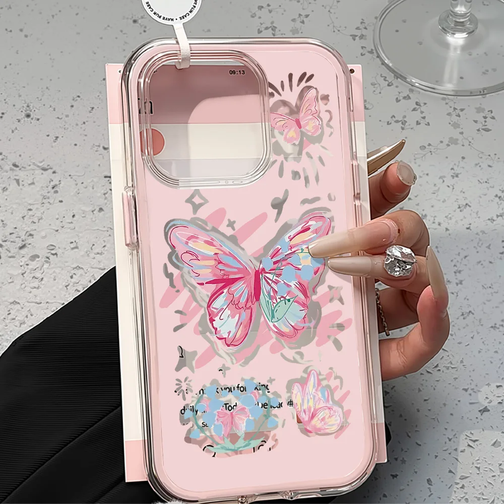 2 في 1 كاندي اللون قضية الهاتف آيفون 17 برو ماكس 13 16 11 15 14 12 الهواء 17 برو ماكس سيليكون شفاف فراشة فوندا غطاء #1