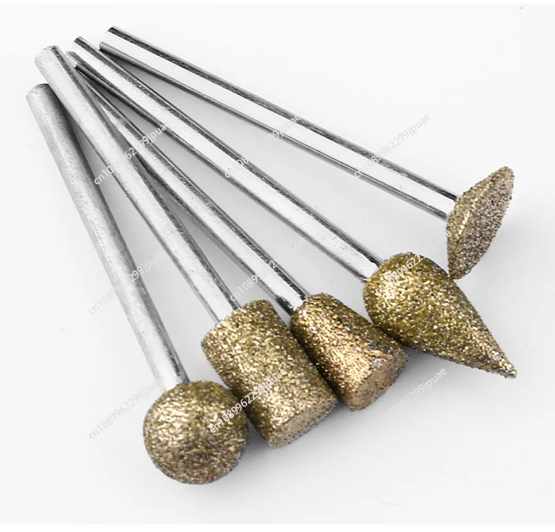 10PCS emery grinding head diamond grinding head 3mm micro alloy jade metal  polishing tool electric