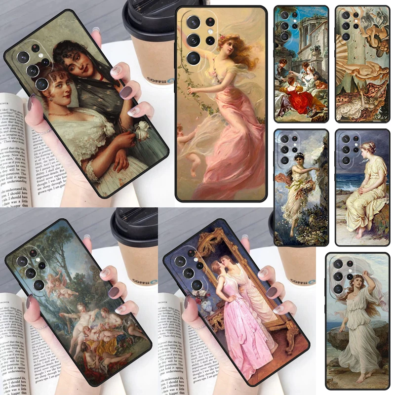 Sapphic Renaissance Painting Phone Case for Samsung Galaxy S26 Ultra S25 S24 S23 S22 S21 S20 Note10 Plus FE Cover