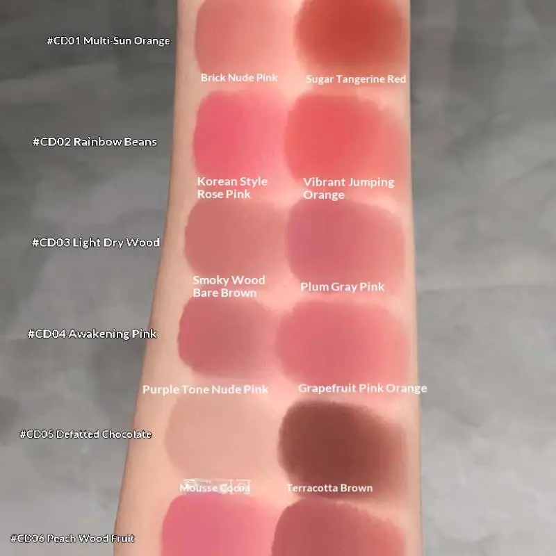 1Pc Cappuvini Canned Lip Mud Mist Long-Lasting Waterproof Lipstick And Cheek Blush Cream with Lip Brush - Brightening Makeup Set