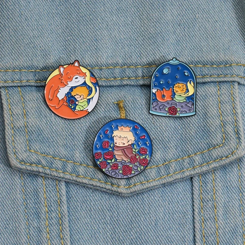 Picture 7: Children's Literature Short Storie Enamel Pin Planet Adventure Boy Rose Healing Series Film Brooch Lapel Badge Wholesale Gift