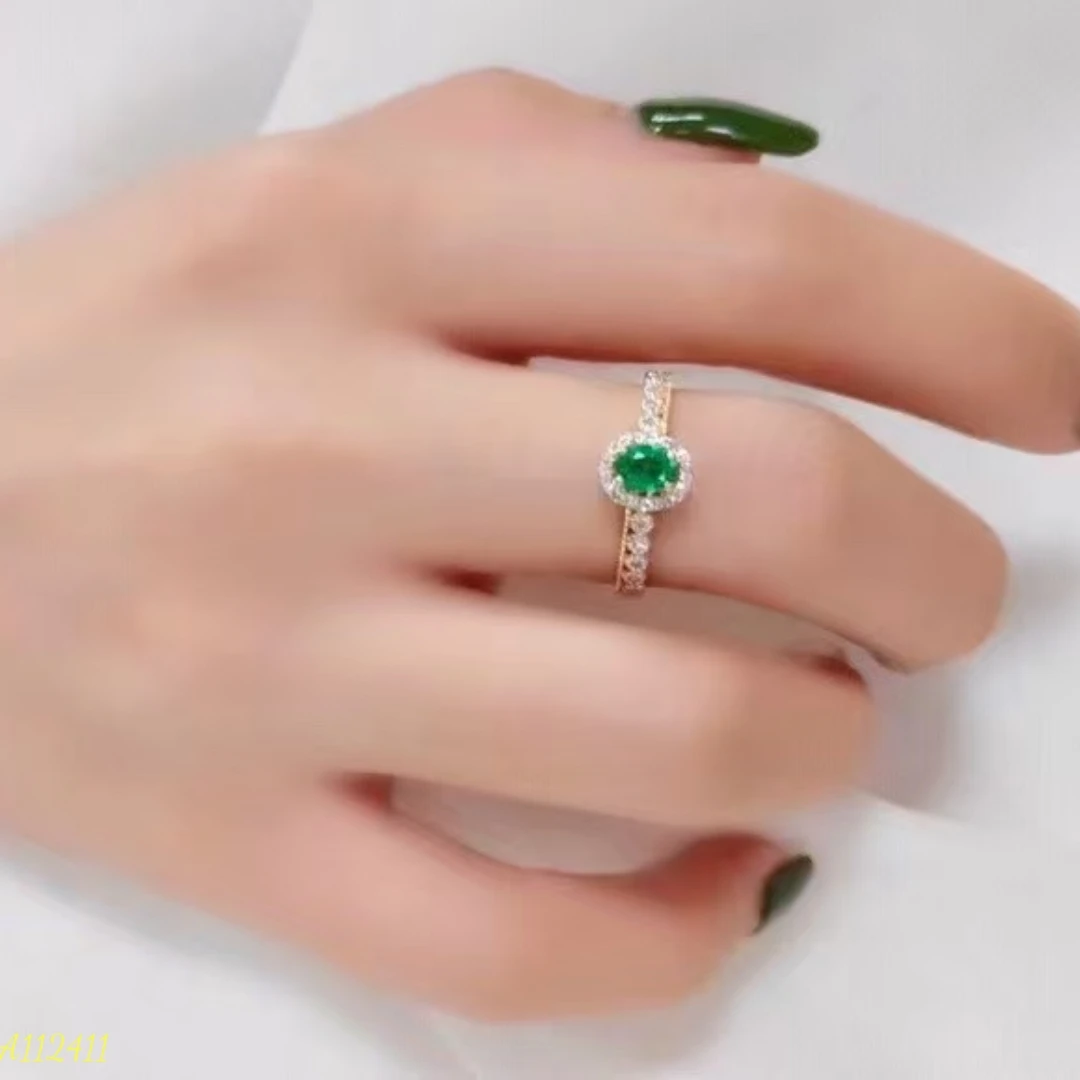 

KJJEAXCMY Fine Jewelry Natural Emerald Women's RingS925 Pure Silver Exquisite Inlaid High Clarity Gem Support Testing