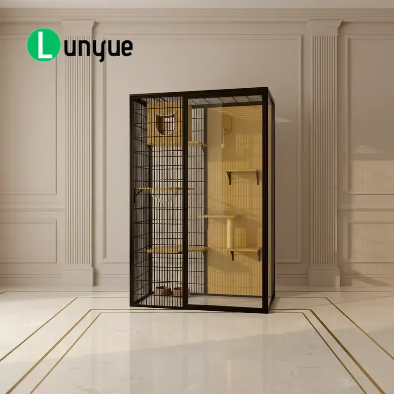 Modern Solid Wood Cat Villa Luxury Breathable Square Indoor Pet House Nest Bed Display Cage for Cats Durable Furniture