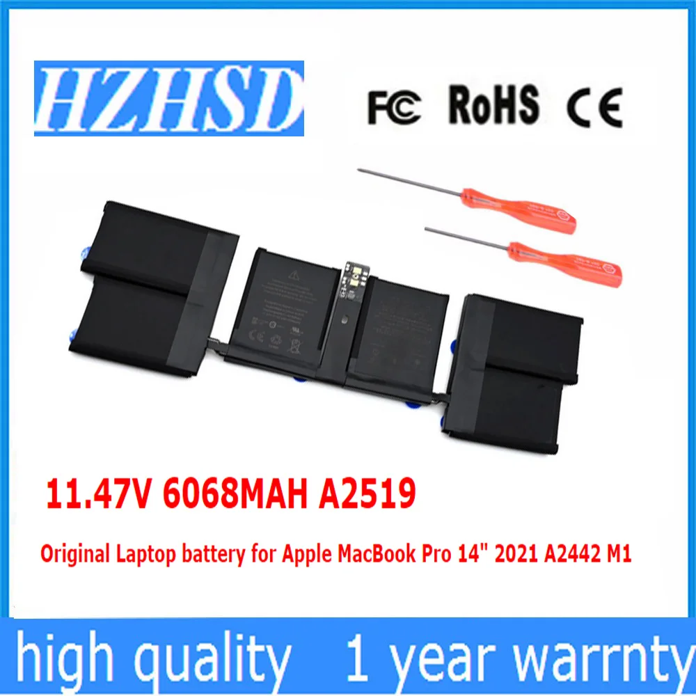 

A2519 A2991 11.47V 6068MAH Original Laptop battery for Apple MacBook Pro 14" 2021 A2442 M1 M2 A2779