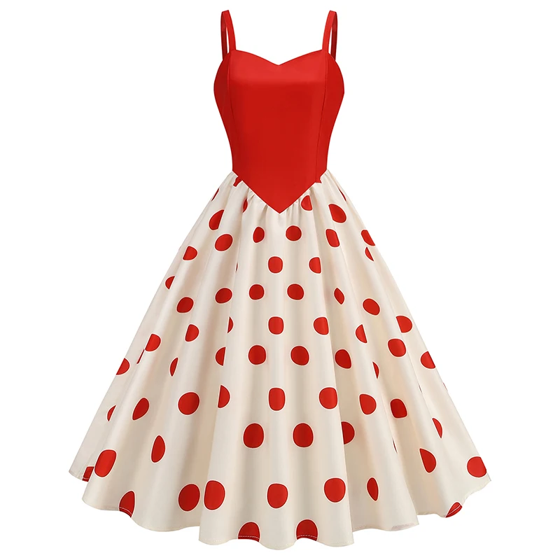 red polka dot dress 50s Rust Red Polka Dot Swing Dress - Large