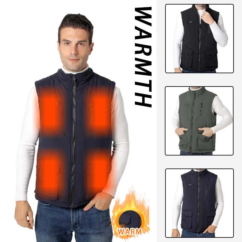 New Winter Men's 11 Zone Heating Vest Double Control Electric Heating Warm Vest Outdoor Skiing Running Jacket Heated Clothing