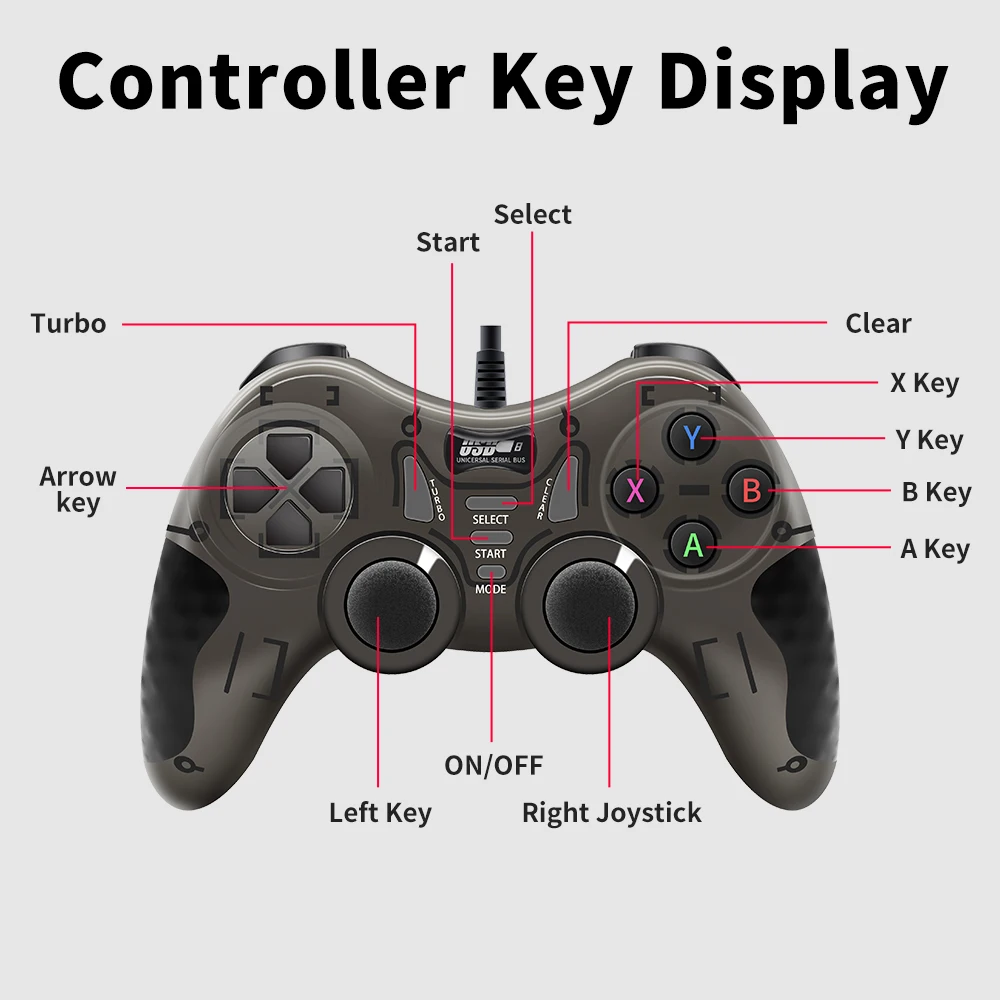 Gamepad BLACK White Wired Handle for Gaming TV / Computer PC  Joystick PS3 Controller with Vibration Effect